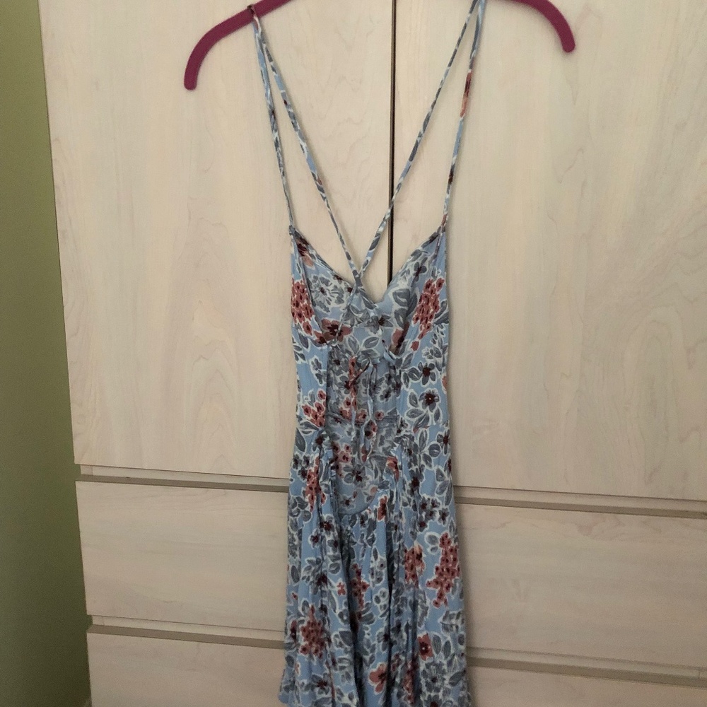 Summer Sale! New Blue Floral Open Back Dress